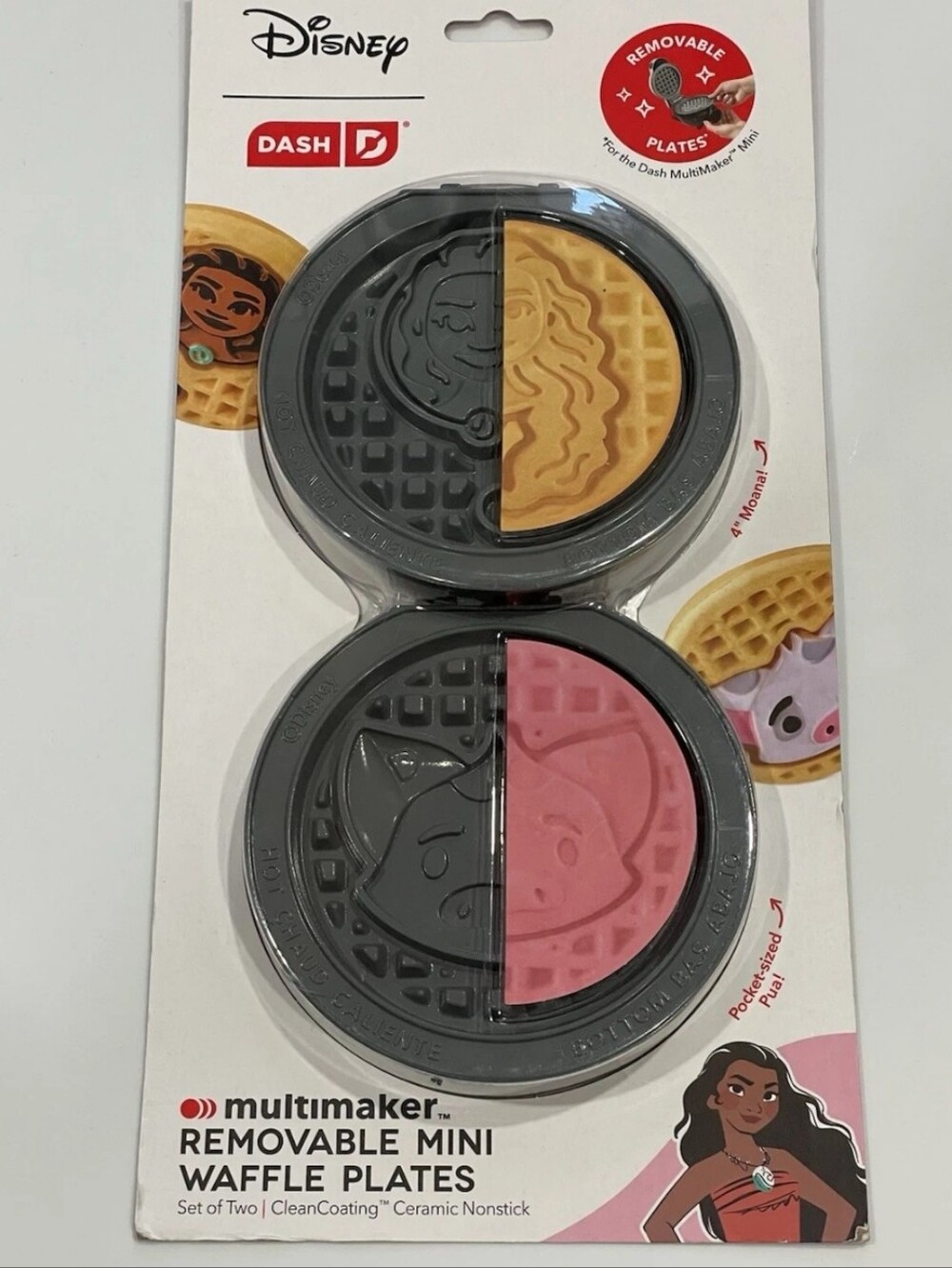 Disney Dash Moana And Pua Removable Waffle Plates Mini Maker Set